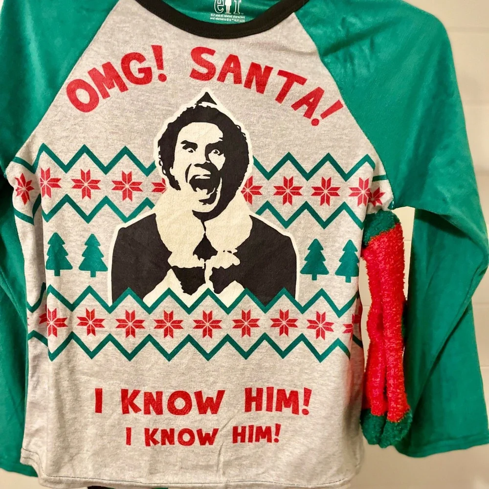 Kids Elf Movie Pajama Set OMG Santa I Know Him Buddy the Elf Size‎ 8